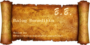 Balog Benedikta névjegykártya